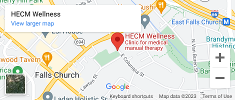 A map of the location of hecm wellness clinic for medical and manual therapy.